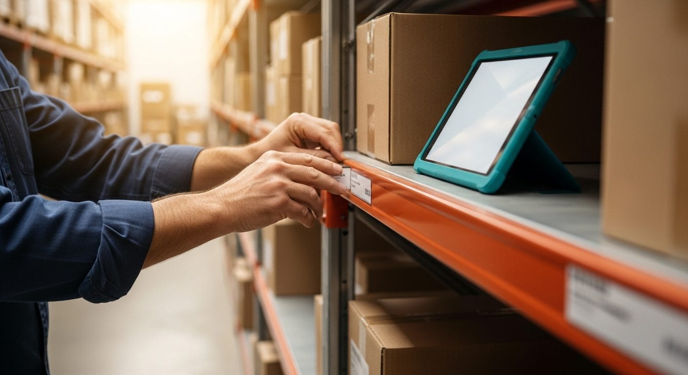 Ecommerce inventory manager analyzing dynamic safety stock levels on dashboard with real-time demand and supplier lead time d