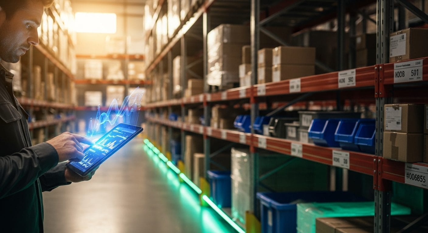 Diagram showing real-time inventory synchronization across multiple sales channels including Amazon and Shopify with live sto