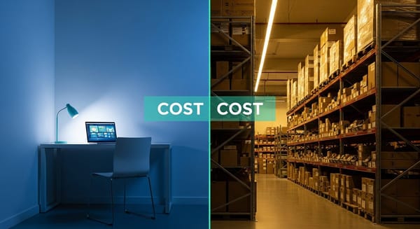 Comparison chart showing landed cost breakdown between dropshipping fulfillment and inventory holding strategies